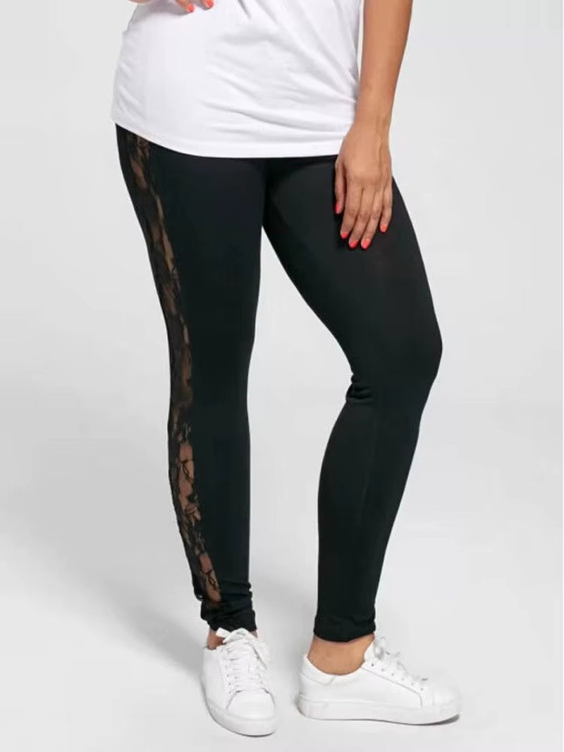 3XL XXL plus Size Lace High Waist Fitness Leggings Women Holllow Out Yoga Pants Gym Workout Sports Trousers