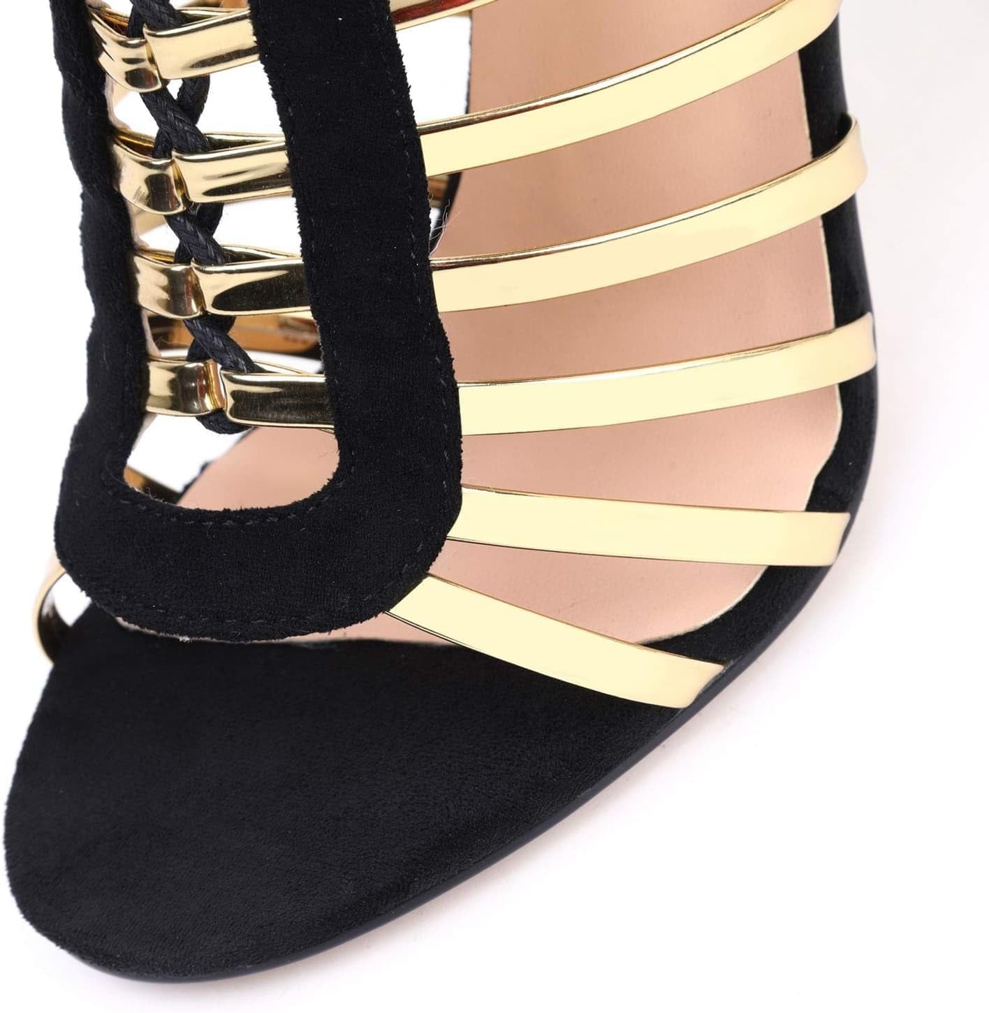 High Heels for Women Lace up Stiletto Heeled Sandals Peep Toe Strappy Dress Shoes Summer Party Pumps Zipper
