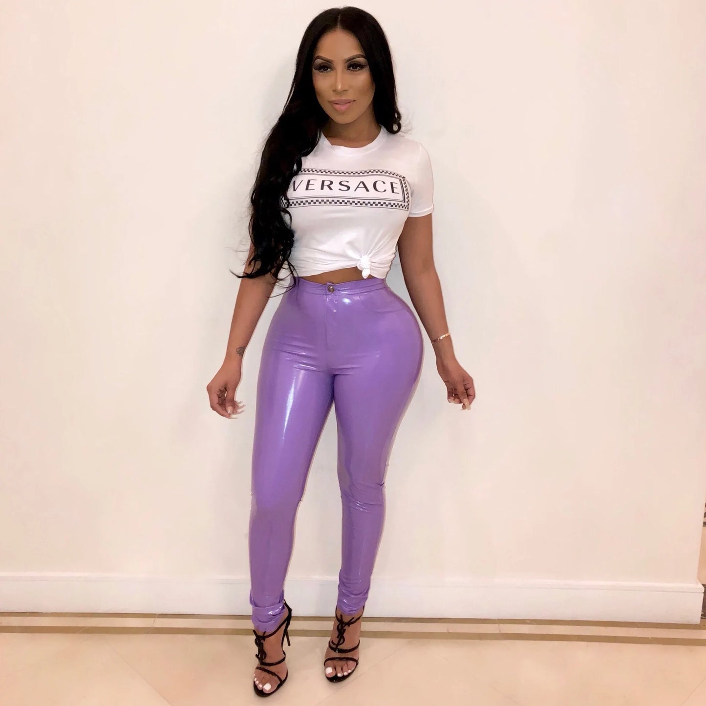 Women Latex Faux Pu Leather Pants Trousers Push up High Waist Skinny Pants Pencil Fall Winter Solid Color Sexy Pants Female