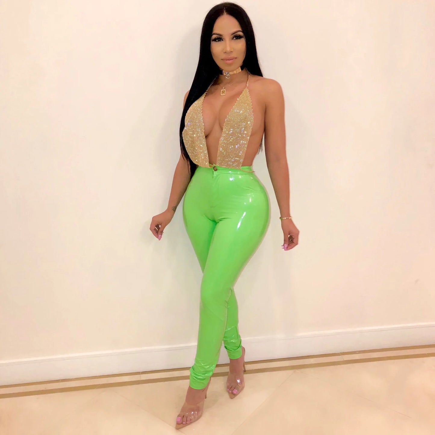 Women Latex Faux Pu Leather Pants Trousers Push up High Waist Skinny Pants Pencil Fall Winter Solid Color Sexy Pants Female