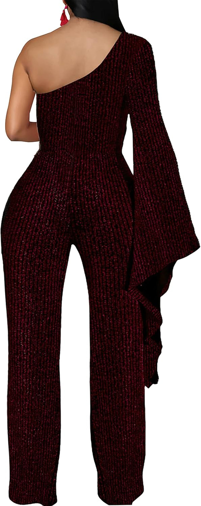 Sexy Jumpsuits for Women V Neck Business Rompers Elegant Stand Collar Button down Straight Long Pants Rompers with Belt
