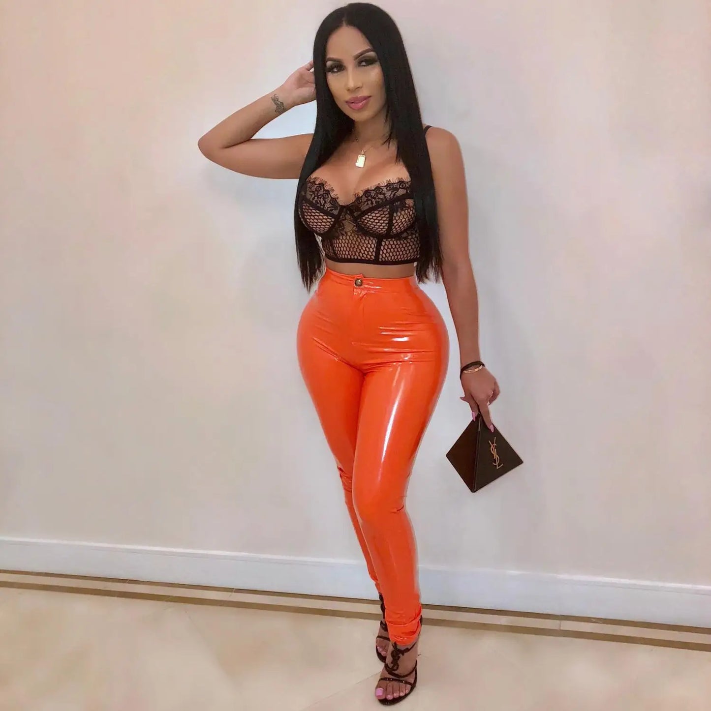 Women Latex Faux Pu Leather Pants Trousers Push up High Waist Skinny Pants Pencil Fall Winter Solid Color Sexy Pants Female