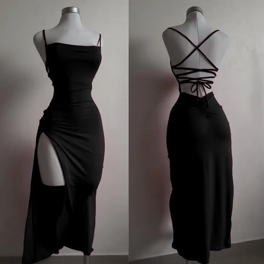 2025 Explosive New Dress Summer High Sensibility Halter Strap Spice Girl Bag Hip Dress