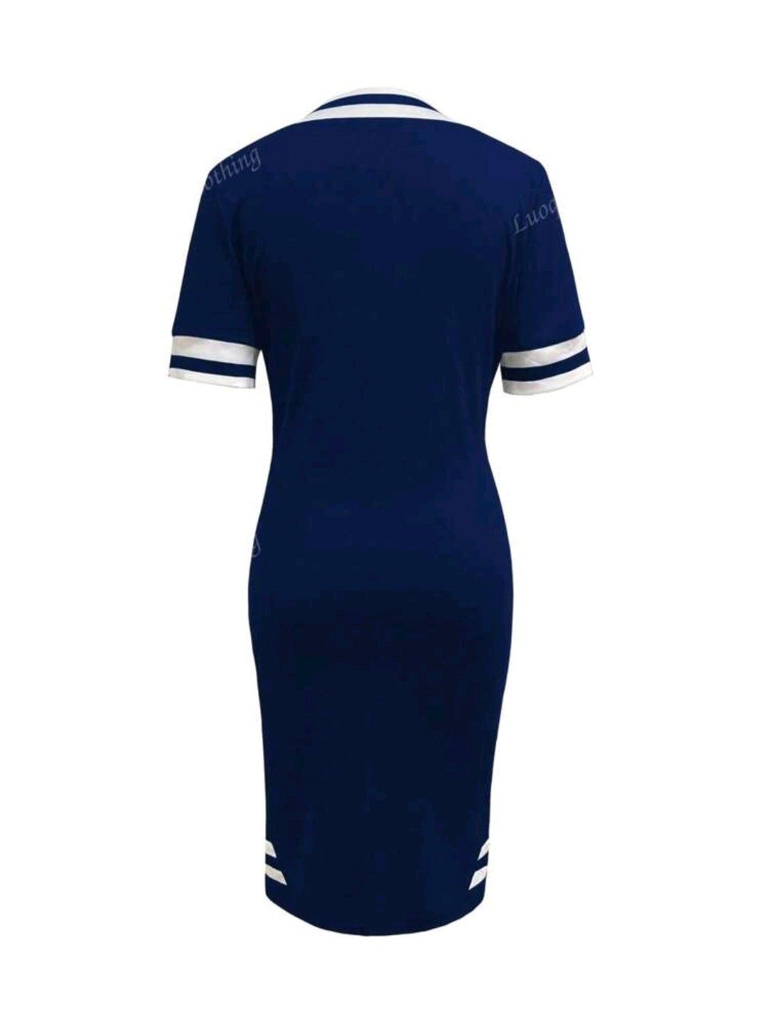 Fashionable Casual Versatile Color Block Striped V-Neck Pocket Short Sleeve Dres
