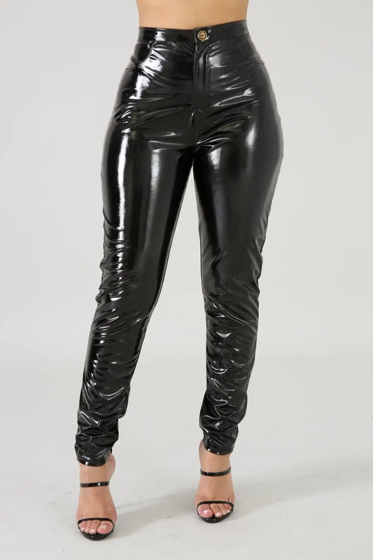 Women Latex Faux Pu Leather Pants Trousers Push up High Waist Skinny Pants Pencil Fall Winter Solid Color Sexy Pants Female