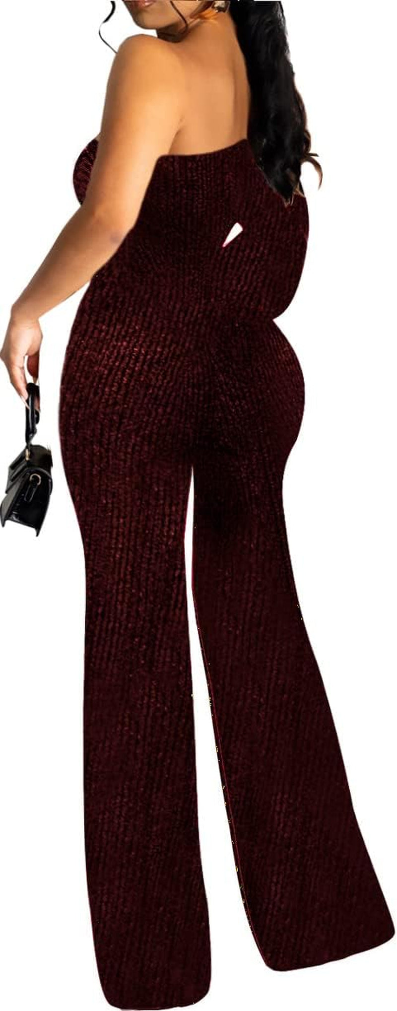 Sexy Jumpsuits for Women V Neck Business Rompers Elegant Stand Collar Button down Straight Long Pants Rompers with Belt
