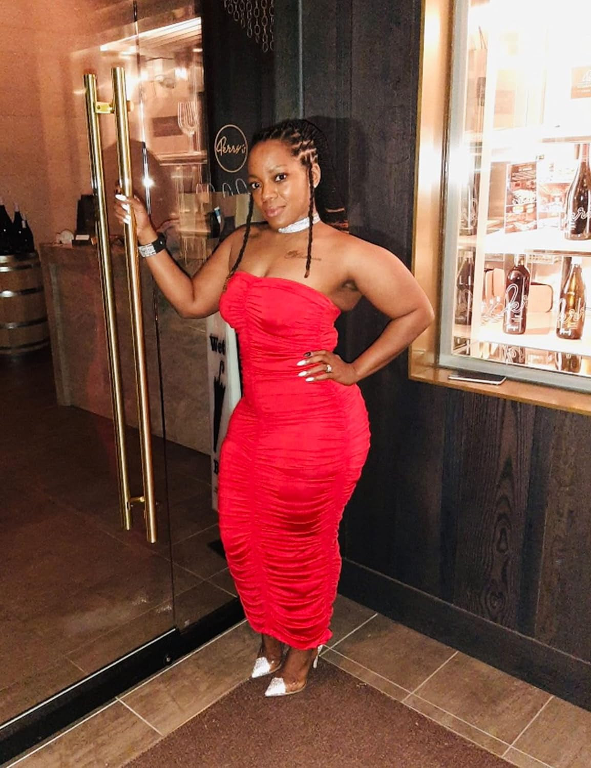 Women'S Sexy Ruched Strapless Bodycon Tube Maxi Long Club Dress